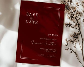 elegant save the date wedding template, modern save the date card, wedding announcements, minimalistic wedding stationary, editable template