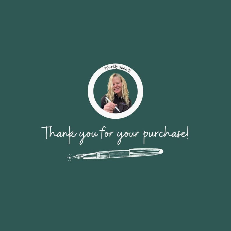 This is a thank you message from the owner of Sparklysketch, Emily.