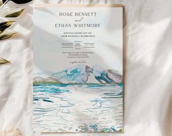 National Park Wedding Invitation: Glacier National Park Wedding Invites, Editable Wedding Templates, Montana Wedding, Mountain Wedding