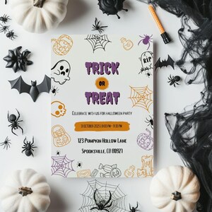 Trick or Treat Halloween Party Invite, Halloween Party Invitation, Neighborhood Trick or Trick Invitation, Kids Halloween Party invite