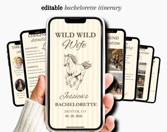 wild wild wife bachelorette invitation, cowgirl bach party,Bachelorette Itinerary Invitation, her last rodeo Party, western, digital invite