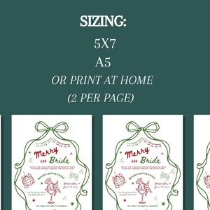 Green background, plain and minimalistic, with a bold title that reads, sizing - 5x7, A5 with an option to print 2 at home.