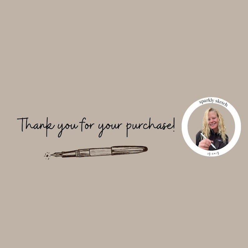 This is a thank you message from the Etsy shop sparkly sketch.