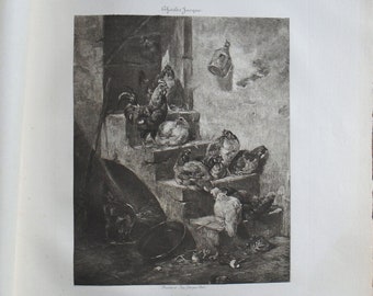 Charles Jacque, 19th-c. engraving "La Sieste," Barbizon School