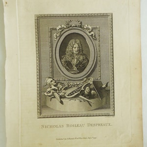 Nicholas Boileau Despreaux portrait, 1775 J. Collyer Sculp. copperplate engraving