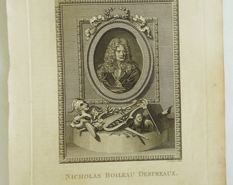 Nicholas Boileau Despreaux portrait, 1775 J. Collyer Sculp. copperplate engraving