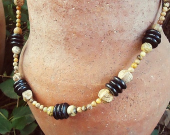Picture Jasper & African Bone Necklace