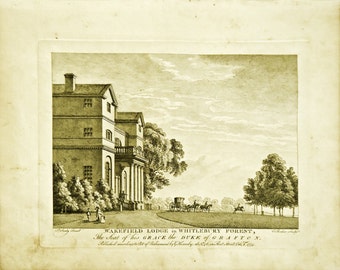 Wakefield Lodge in Whitlebury Forest, 1774 Sandby Rooker Copper Plate Engraving