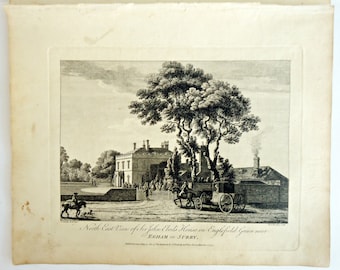 Englefield Green,1775 Sandby Rooker copper-plate engraving, Sir John Elvil's House on Englefield Green.