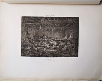 Charles Jacque, 19th-c. engraving "Le Raffourrage," Barbizon School