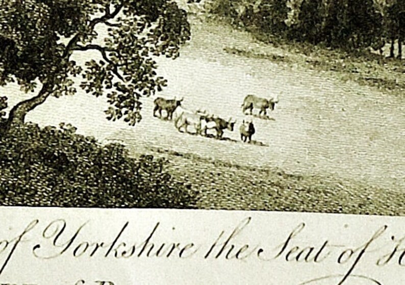 Yorkshire, 1775 Rooker Sandby Copper Plate Engraving, Seat of the Duke of Bolton image 3