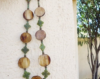 Serpentine & African Bone Necklace