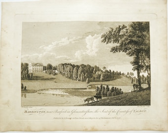 Barrington, 1776  Sandby Rooker Copper-Plate Engraving, Barrington, near Burford, Gloucestershire