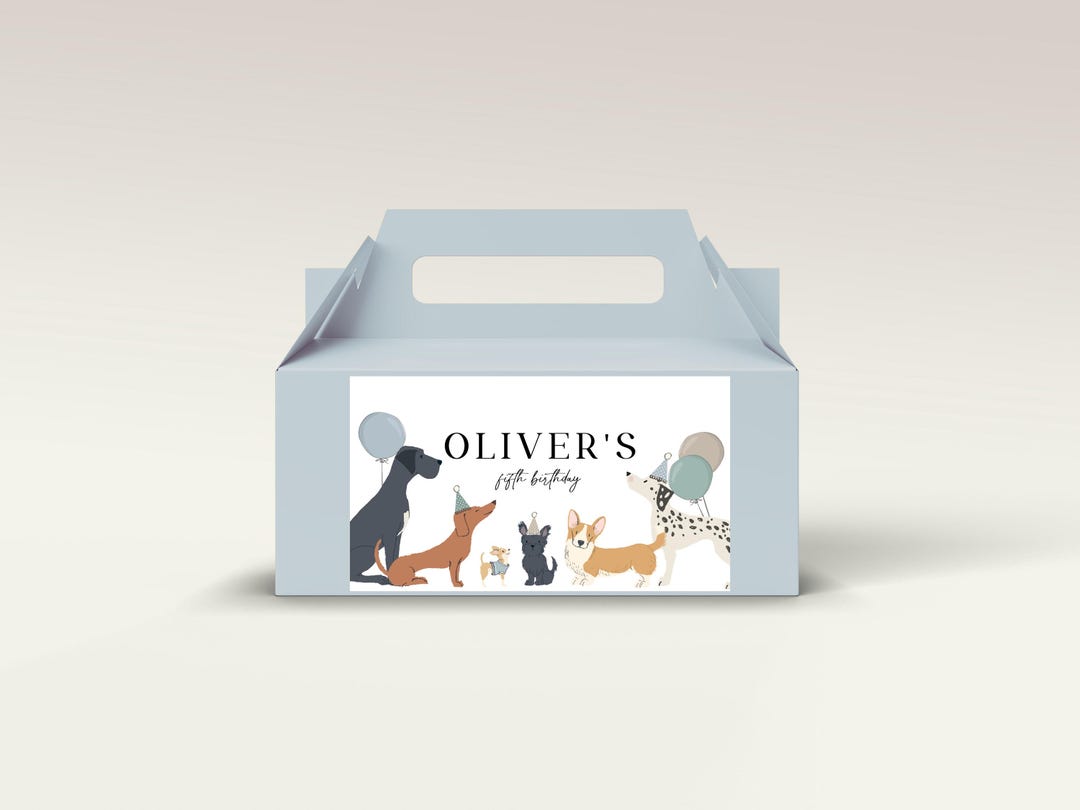 Editable Dog Party Favor Box Labels: Puppy Pawty Tags (instant Download ...
