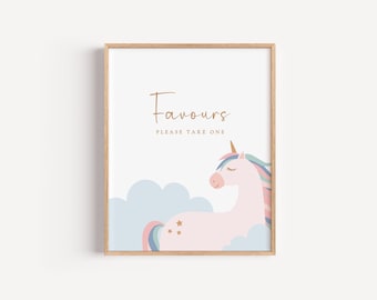 Einhorn Geburtstagsparty Zeichen: Pastell Regenbogen Dekor (Instant Download)