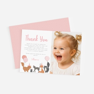 Editable Cat Birthday Thank You Card with Photo | Instant Download