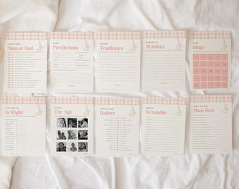 Silly Goose Baby Shower Games Bundle | Printable Baby Shower Games Template | Pink Gingham Shower Activities
