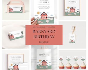 Barnyard Birthday Party Bundle: Farm Animal Decorations & Invite (Instant Download)