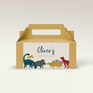 Dinosaur Party Box Label | Editable Gable Box Sticker | Dino Birthday Printable | Dino Favor Box Label | Instant Download