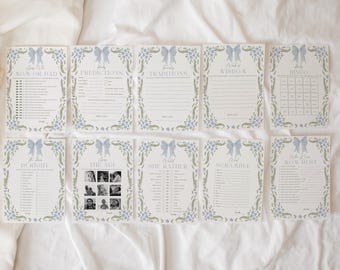 Editable Baby Shower Games Bundle | Floral Bow Baby Shower Games Printable | Instant Download