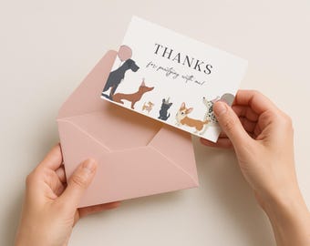 Dog Birthday Thank You Card Editable | Puppy Party Thank You Note | Pawty Dogs Kids Birthday Printable Card