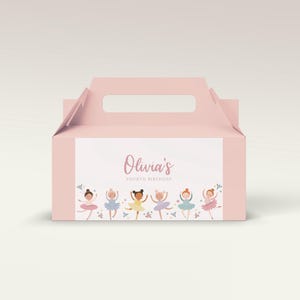 Editable Ballet Birthday Favor Box Labels: Ballerina Party Stickers, Printable Pink Dance Theme Decorations