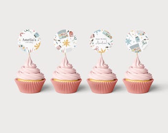 Art Birthday Cupcake Toppers Editable | Painting Party Toppers | Instant Download