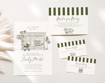 A New Chapter Baby Shower Invitation Set | Books for Baby, Diaper Raffle, Gifts for Baby | Editable Template | Instant Download