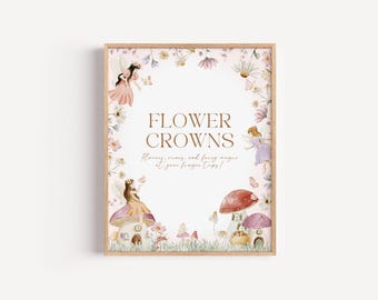 Fairy First Birthday Sign: Editable Watercolor Garden Party Decor (Instant Download)