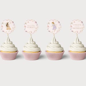 Fairy First Birthday Cupcake Toppers | Editable 1st Birthday Fairy Garden Circles | Instant Download