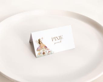 Fairy First Birthday Food Labels: Editable Garden Tent Cards (Instant Download)