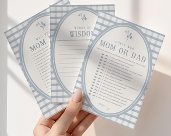 Blue Gingham Baby Shower Games Bundle | Printable Shower Games | 20 Editable Shower Activities