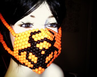 Biohazard Kandi Mask, Plur Rave, Kandi Surgical Mask in Orange and Black