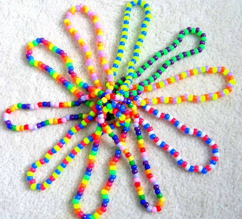 Kandi Necklaces, Neon Rave, Colorful, Rainbow image 1