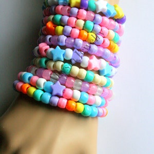 Pastel Kandi Bracelets, Fairy Kei Singles, Rainbow, Pastel Goth Rave Jewelry image 3