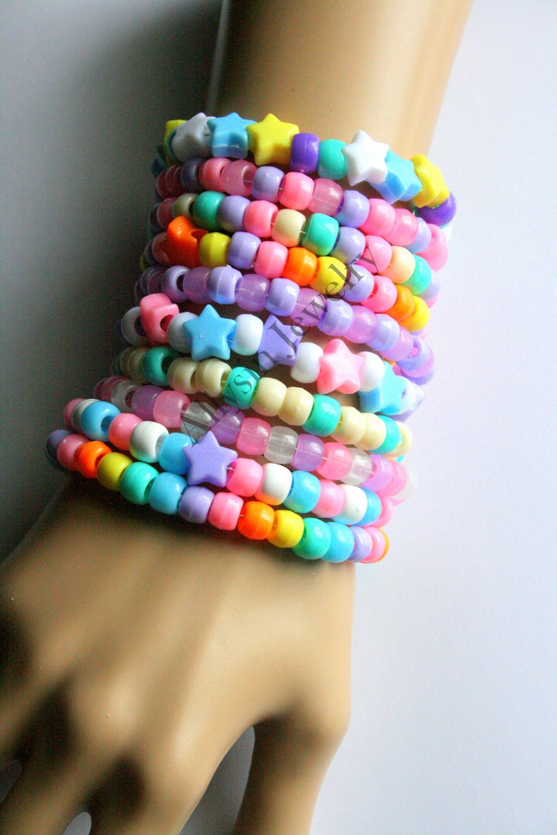 Pastel Kandi Bracelets, Fairy Kei Singles, Rainbow, Pastel Goth Rave Jewelry image 3