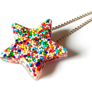 Sprinkles Star Necklace, Resin Pendant Necklace, Large Candy Star image 1