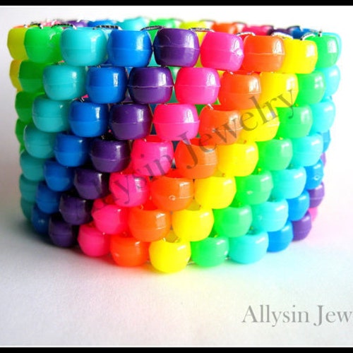 Neon Yellow Kandi Cuff Bracelet X Pattern Hot Pink Baby Etsy