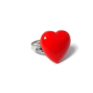 Red Heart Ring, Resin Adjustable Jewelry image 5