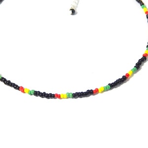 Rasta Choker Necklace, Seed Bead Necklace, 90s Retro Rave Jewelry image 5