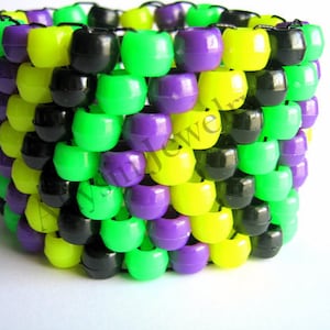 Arrow Kandi Manchetarmband, Neon Groen, Neon Geel, Paars, Zwart