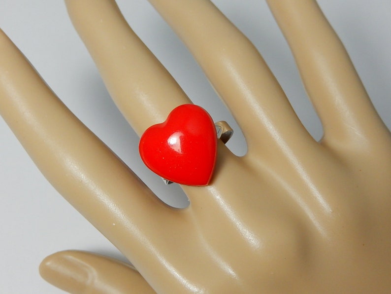 Red Heart Ring, Resin Adjustable Jewelry image 4