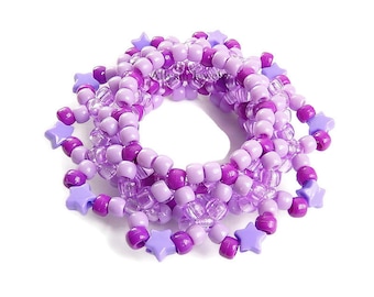 3D Purple Kandi Cuff, Stars, Disc Bracelet, Rave Plur Kandi