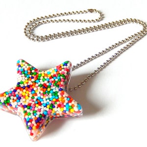 Sprinkles Star Necklace, Resin Pendant Necklace, Large Candy Star image 3