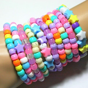 Pastel Kandi Bracelets, Fairy Kei Singles, Rainbow, Pastel Goth Rave Jewelry image 2