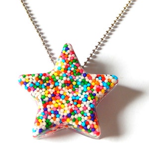 Sprinkles Star Necklace, Resin Pendant Necklace, Large Candy Star image 5