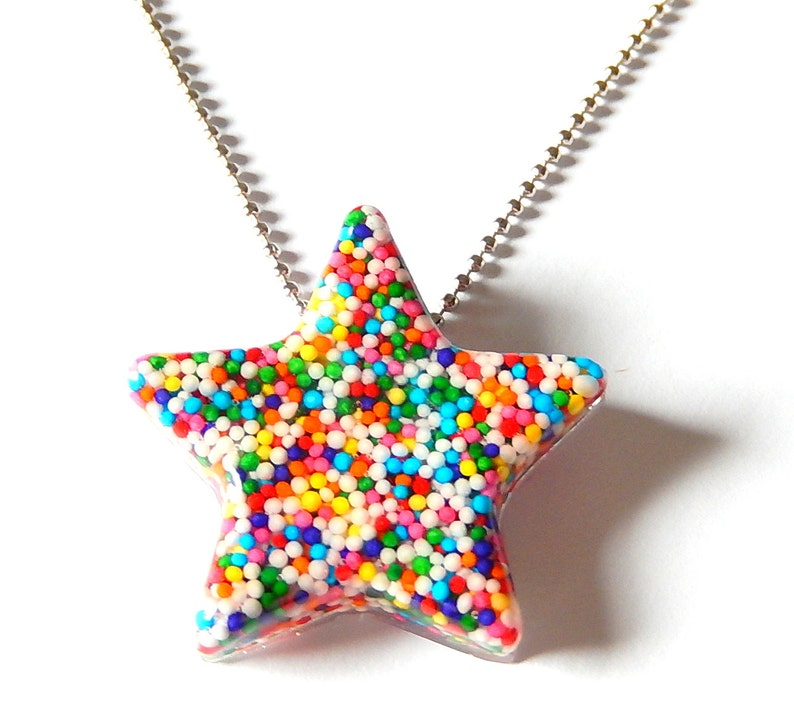 Sprinkles Star Necklace, Resin Pendant Necklace, Large Candy Star image 5