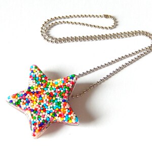 Sprinkles Star Necklace, Resin Pendant Necklace, Large Candy Star image 4