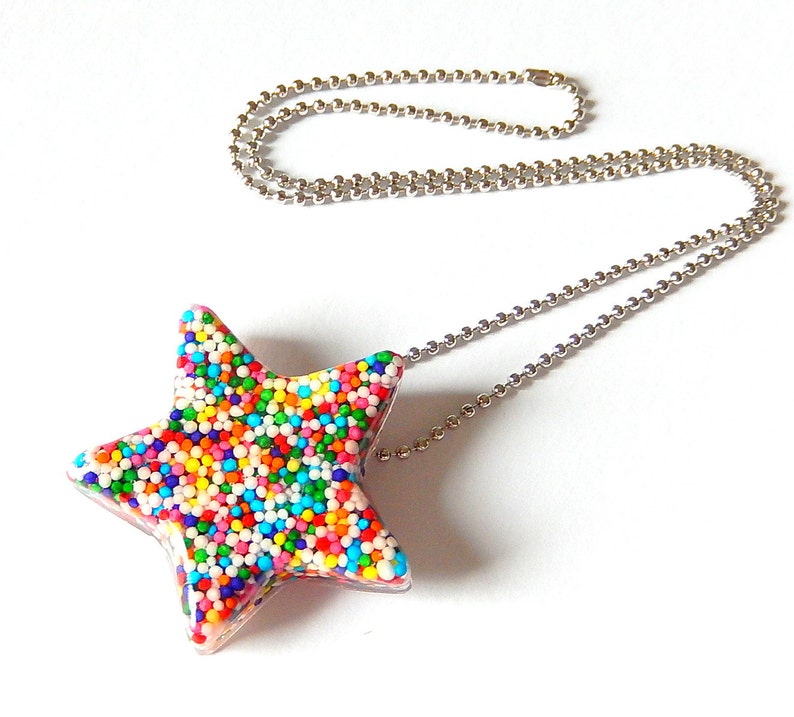 Sprinkles Star Necklace, Resin Pendant Necklace, Large Candy Star image 4