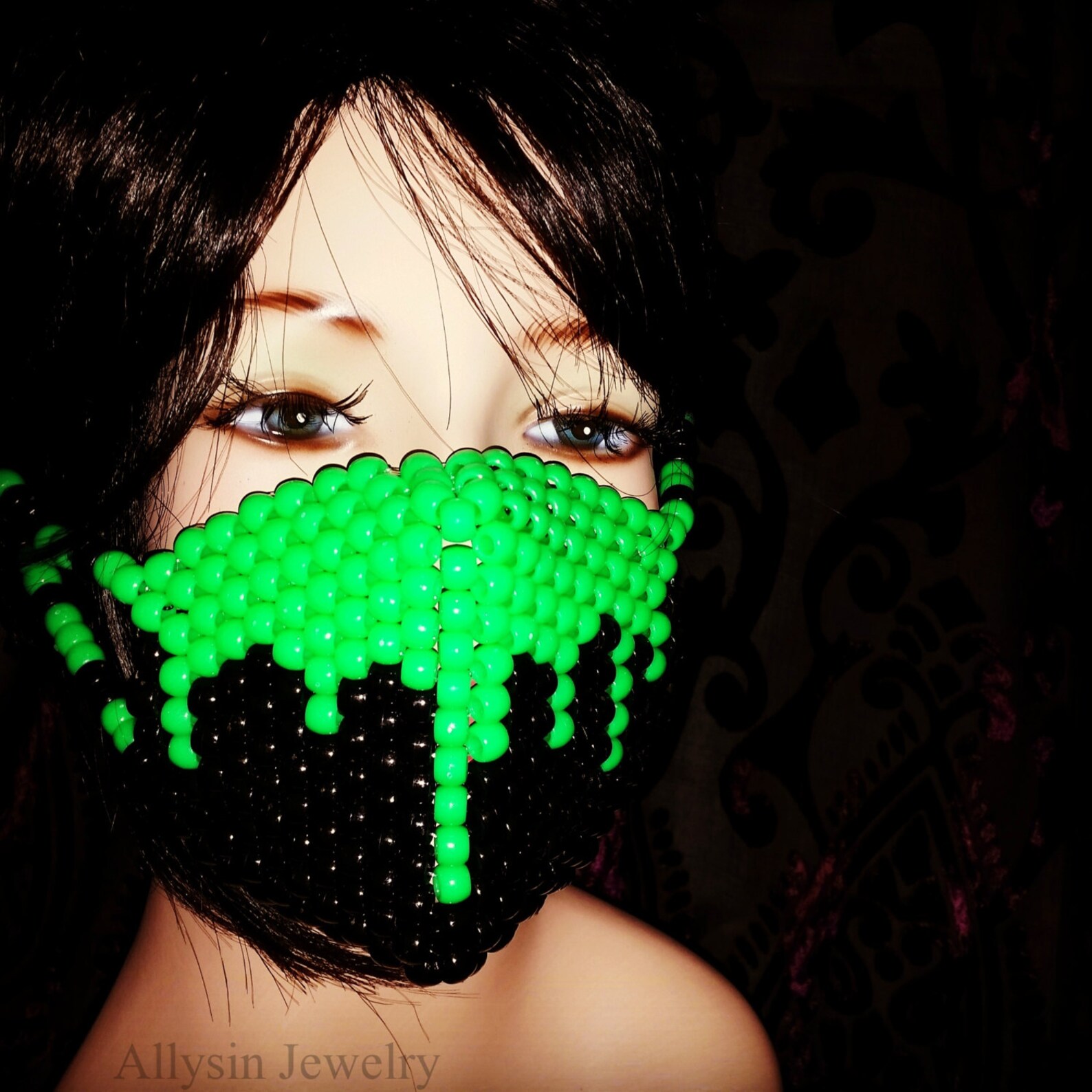 Dripping Slime Kandi Mask, Neon Green Rave Mask - Etsy